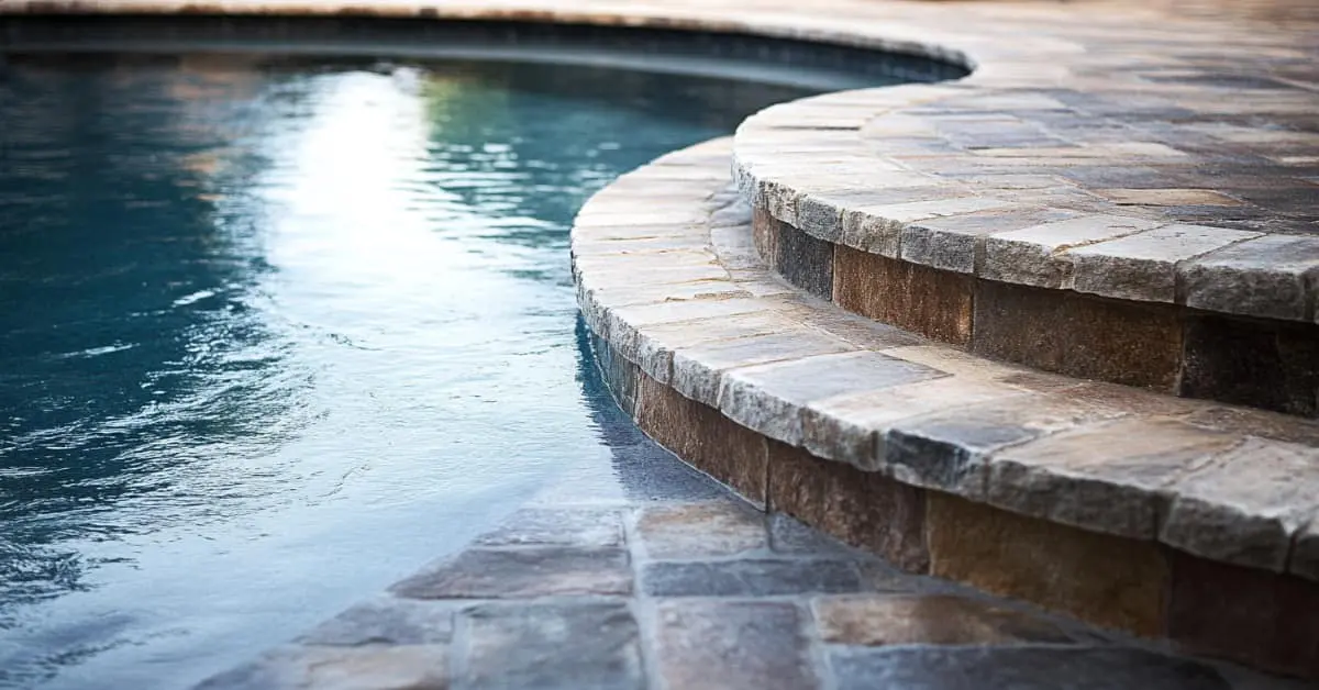 stone pavers around pool